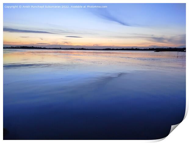 sunset over the river a view from Roscommon Ireland Print by Anish Punchayil Sukumaran