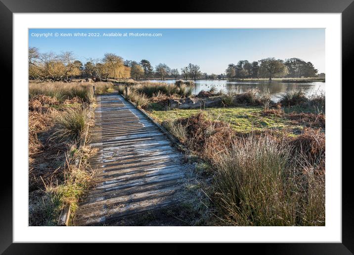 Frosty boardwalk Framed Mounted Print by Kevin White