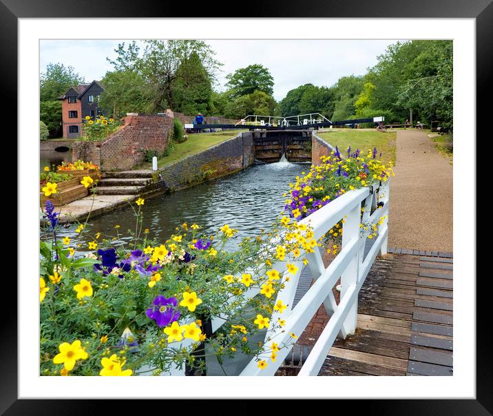 Newbury Lock Framed Mounted Print by Geoff Storey