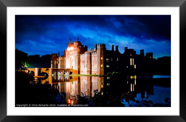 Herstmonceux Castle at Night Framed Mounted Print by Chris Richards