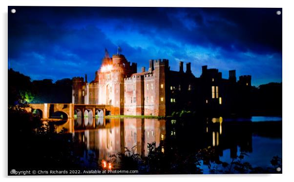 Herstmonceux Castle at Night Acrylic by Chris Richards