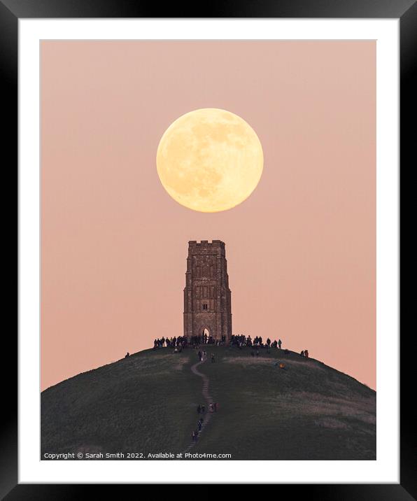 Moon Rising over Glastonbury Tor Framed Mounted Print by Sarah Smith
