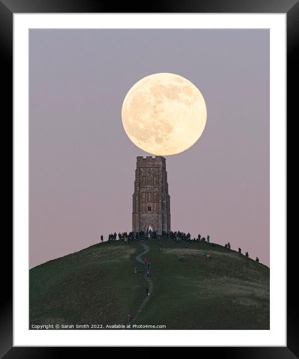 Wolf Moon Over Glastonbury Tor Framed Mounted Print by Sarah Smith