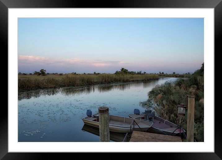 Okavango River Tributary in the Okavango Delta Framed Mounted Print by Belinda Greb