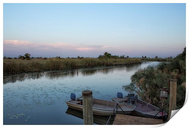 Okavango River Tributary in the Okavango Delta Print by Belinda Greb