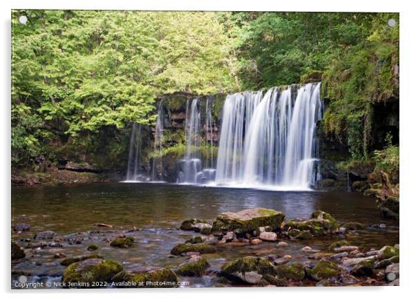 Upper Ddwli Falls Vale of Neath Acrylic by Nick Jenkins