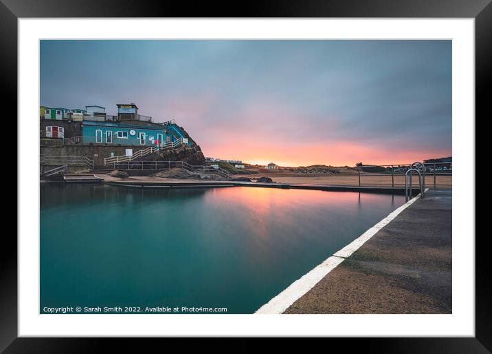 Bude Sea Pool at Sunrise Framed Mounted Print by Sarah Smith