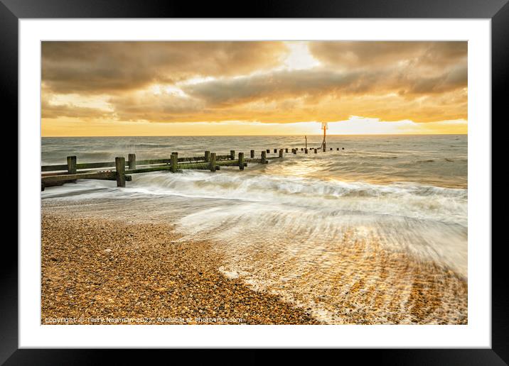 Majestic Sunrise Over Gorleston Beach Framed Mounted Print by Terry Newman