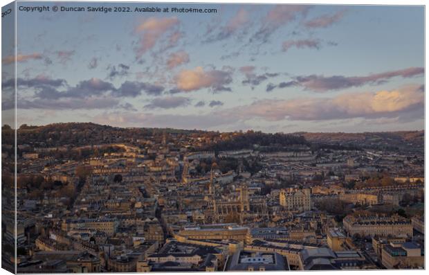 Central Bath skyline taken from Alexandra Park Canvas Print by Duncan Savidge