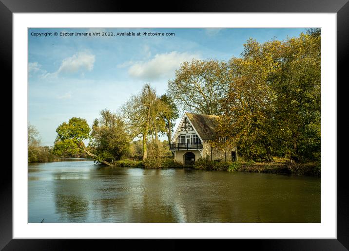 A lovely boathouse on the riverside  Framed Mounted Print by Eszter Imrene Virt