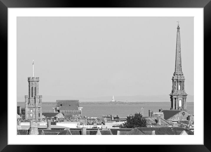 Ayr town centre landmarks (black&white) Framed Mounted Print by Allan Durward Photography