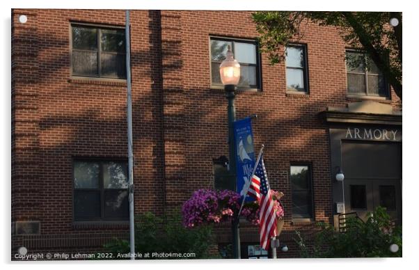 Flag by building (7B) Acrylic by Philip Lehman