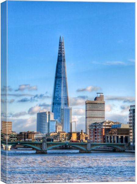 Towering above the Thames Canvas Print by Beryl Curran