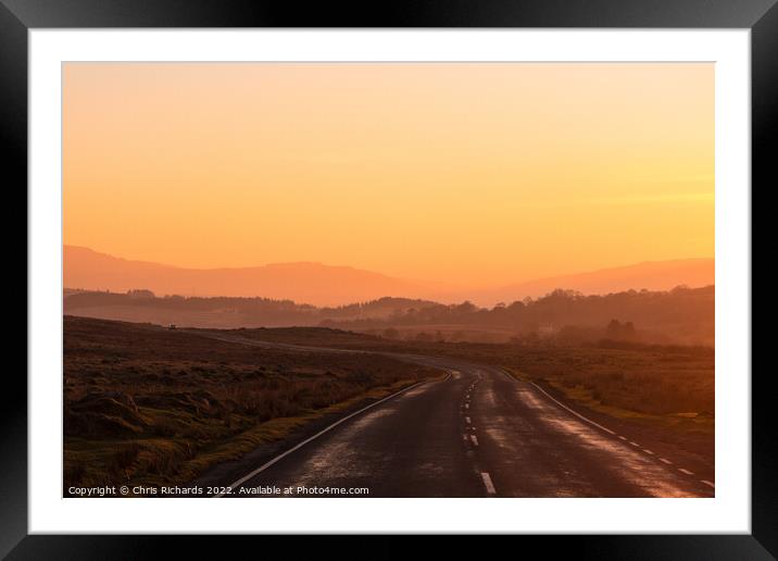 Sunset on the A4059, Brecon Beacons Framed Mounted Print by Chris Richards