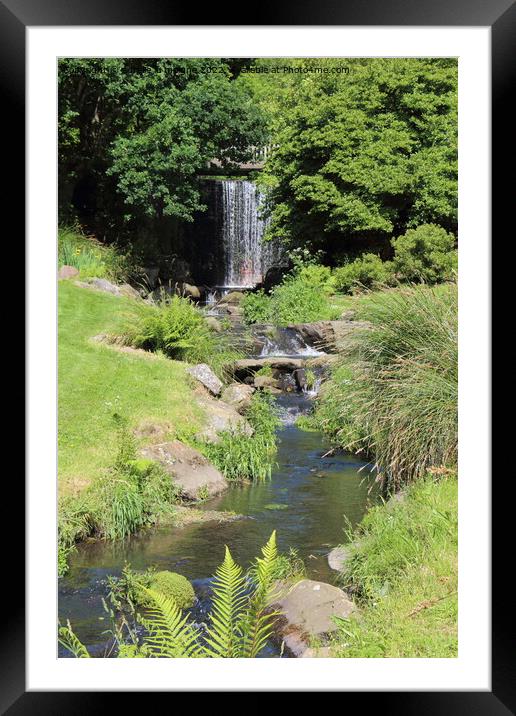 River and waterfall in a park Framed Mounted Print by aurélie le moigne