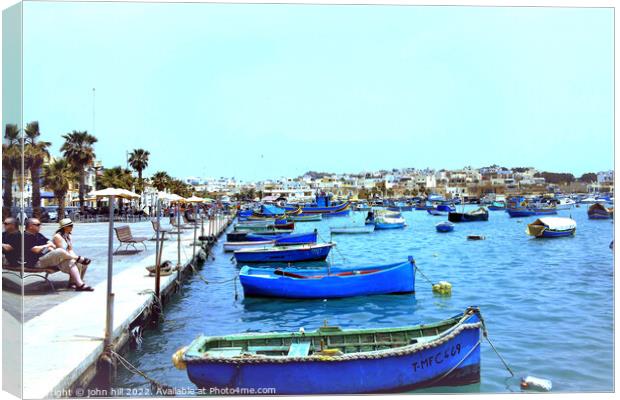 Marsaxlokk harbor, Malta. Canvas Print by john hill