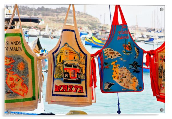 Souvenir aprons at Malta Acrylic by john hill