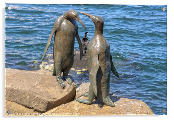 Penguin scuptures on the waterfront - Hobart Acrylic by Laszlo Konya