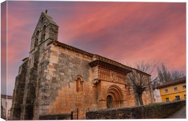 Romanesque stone church with amazing sky Canvas Print by David Galindo