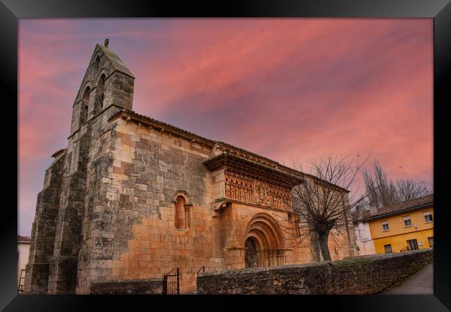 Romanesque stone church with amazing sky Framed Print by David Galindo