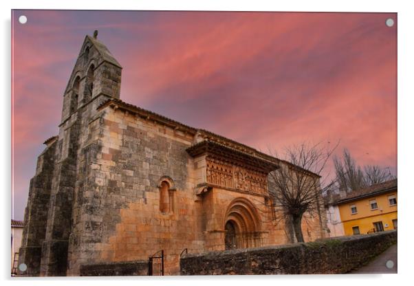 Romanesque stone church with amazing sky Acrylic by David Galindo