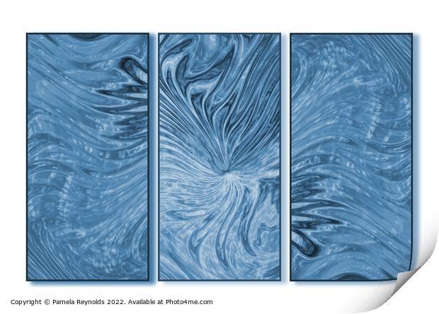 Abstract Triptych In Blue Tones Print by Pamela Reynolds