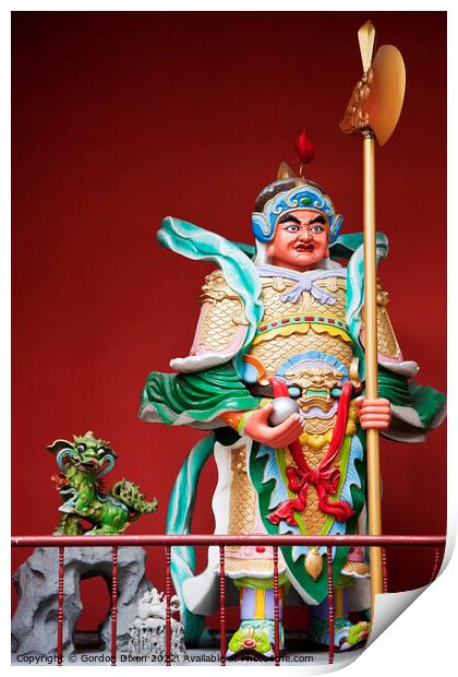 Statue of Guan Di, the Taoist God of War - Kuala Lumpur Print by Gordon Dixon