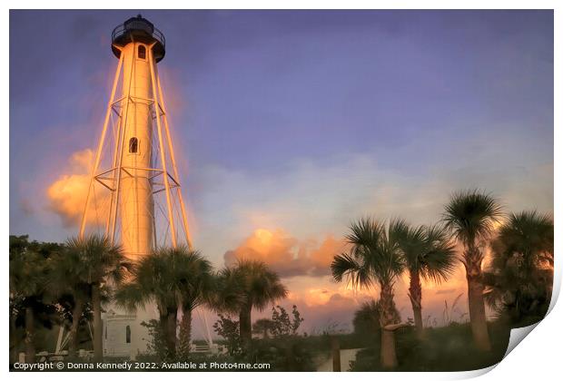 Gasparilla Island Lighthouse at Sunrise Print by Donna Kennedy