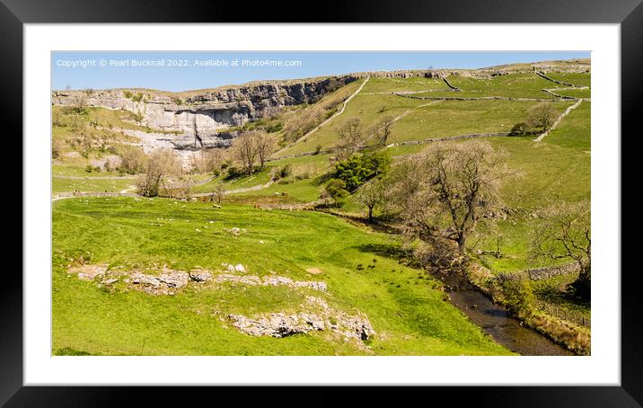 Malham Cove and Malham Beck Yorkshire Dales Nation Framed Mounted Print by Pearl Bucknall