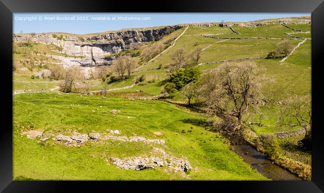 Malham Cove and Malham Beck Yorkshire Dales Nation Framed Print by Pearl Bucknall