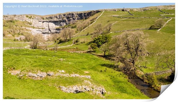 Malham Cove and Malham Beck Yorkshire Dales Nation Print by Pearl Bucknall