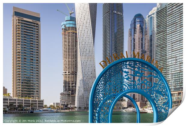 Dubai Marina, United Arab Emirates Print by Jim Monk