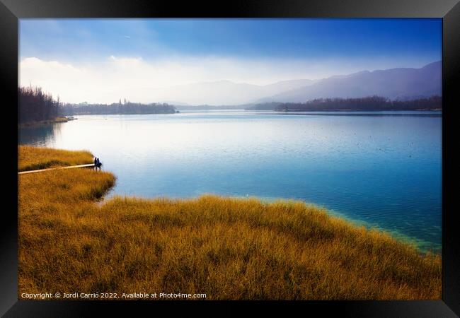 Panoramic view of Banyoles lake in winter - Orton glow Edition  Framed Print by Jordi Carrio