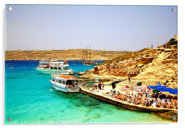 Blue Lagoon, Comino, Malta. Acrylic by john hill