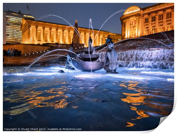 Birmingham City Fountain and civic buildings Print by Stuart Chard