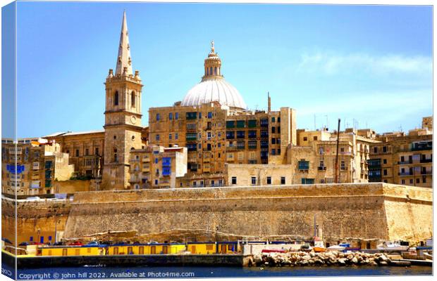 Valletta, Malta. Canvas Print by john hill