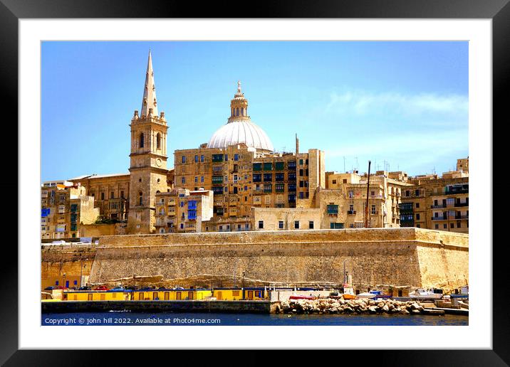 Valletta, Malta. Framed Mounted Print by john hill
