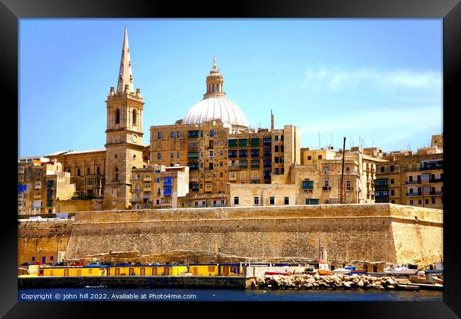 Valletta, Malta. Framed Print by john hill