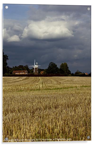Old Bukenham Windmill Norfolk Acrylic by Darren Burroughs