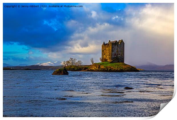 Castle Stalker on Loch Linnhe Scotland Print by Jenny Hibbert