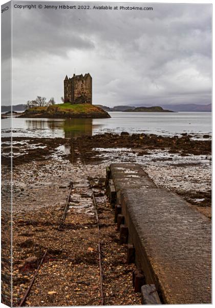 Castle stalker with old rails showing Canvas Print by Jenny Hibbert