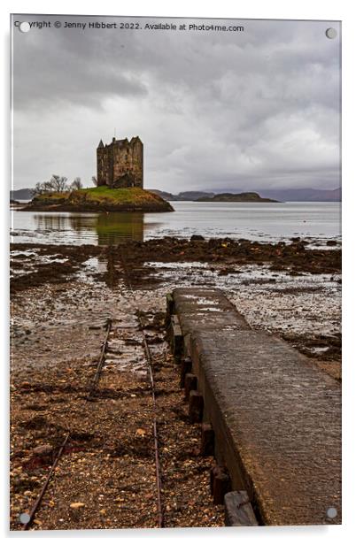 Castle stalker with old rails showing Acrylic by Jenny Hibbert