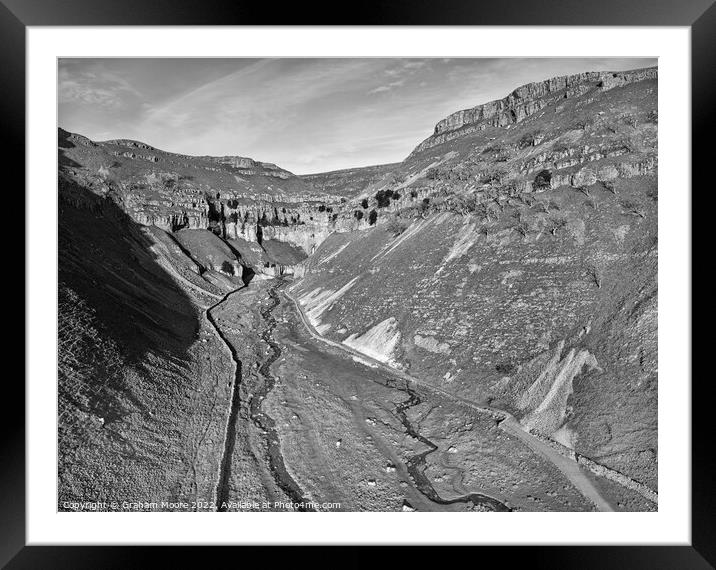 Approach to Goredale Scar monochrome Framed Mounted Print by Graham Moore