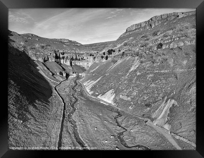 Approach to Goredale Scar monochrome Framed Print by Graham Moore