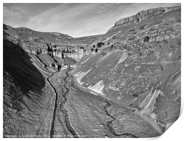Approach to Goredale Scar monochrome Print by Graham Moore