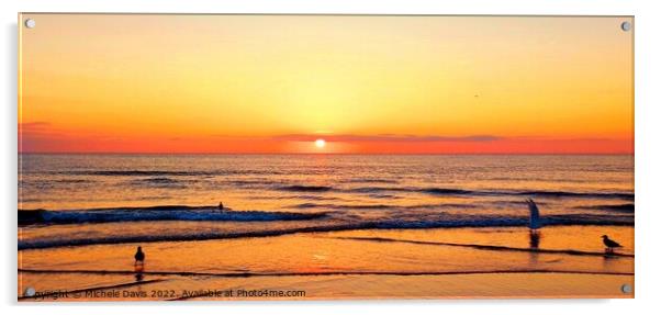 Cleveleys Beach Sunset Acrylic by Michele Davis