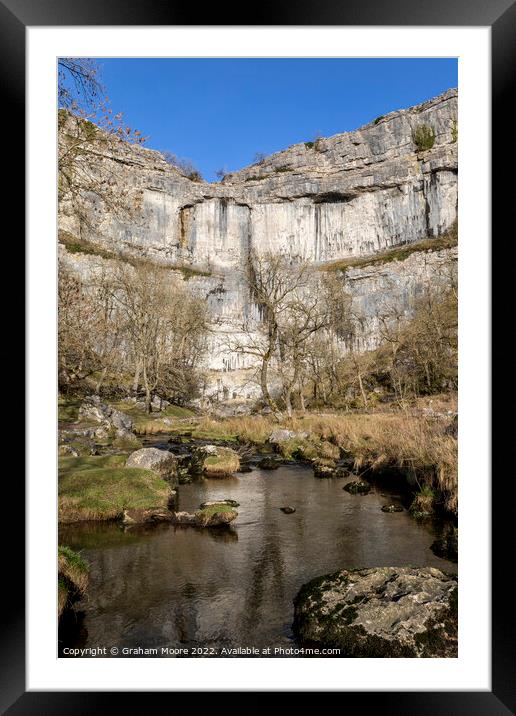 Malham Cove and Malham Beck vertical Framed Mounted Print by Graham Moore