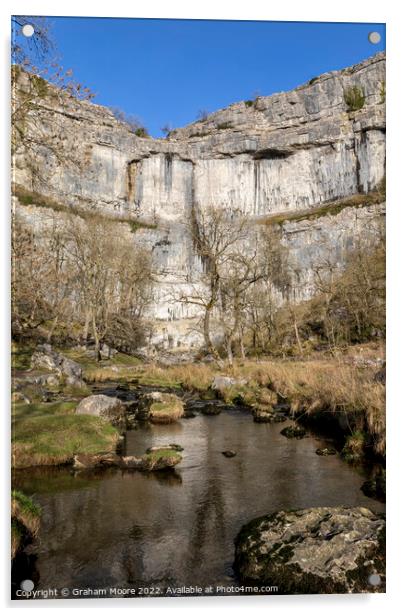 Malham Cove and Malham Beck vertical Acrylic by Graham Moore