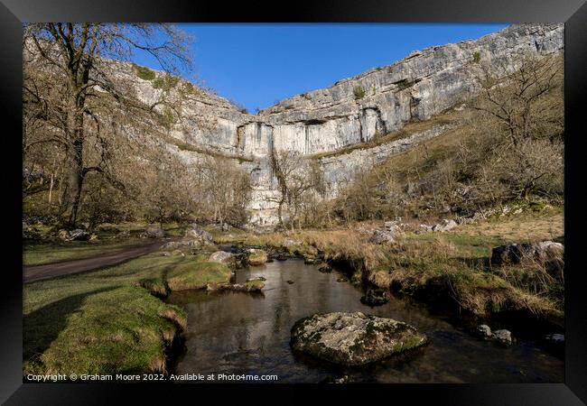 Malham Cove and stream Framed Print by Graham Moore