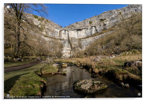Malham Cove and stream Acrylic by Graham Moore